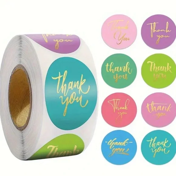 500 Colorful Thank You Stickers Roll - Picture 1 of 1